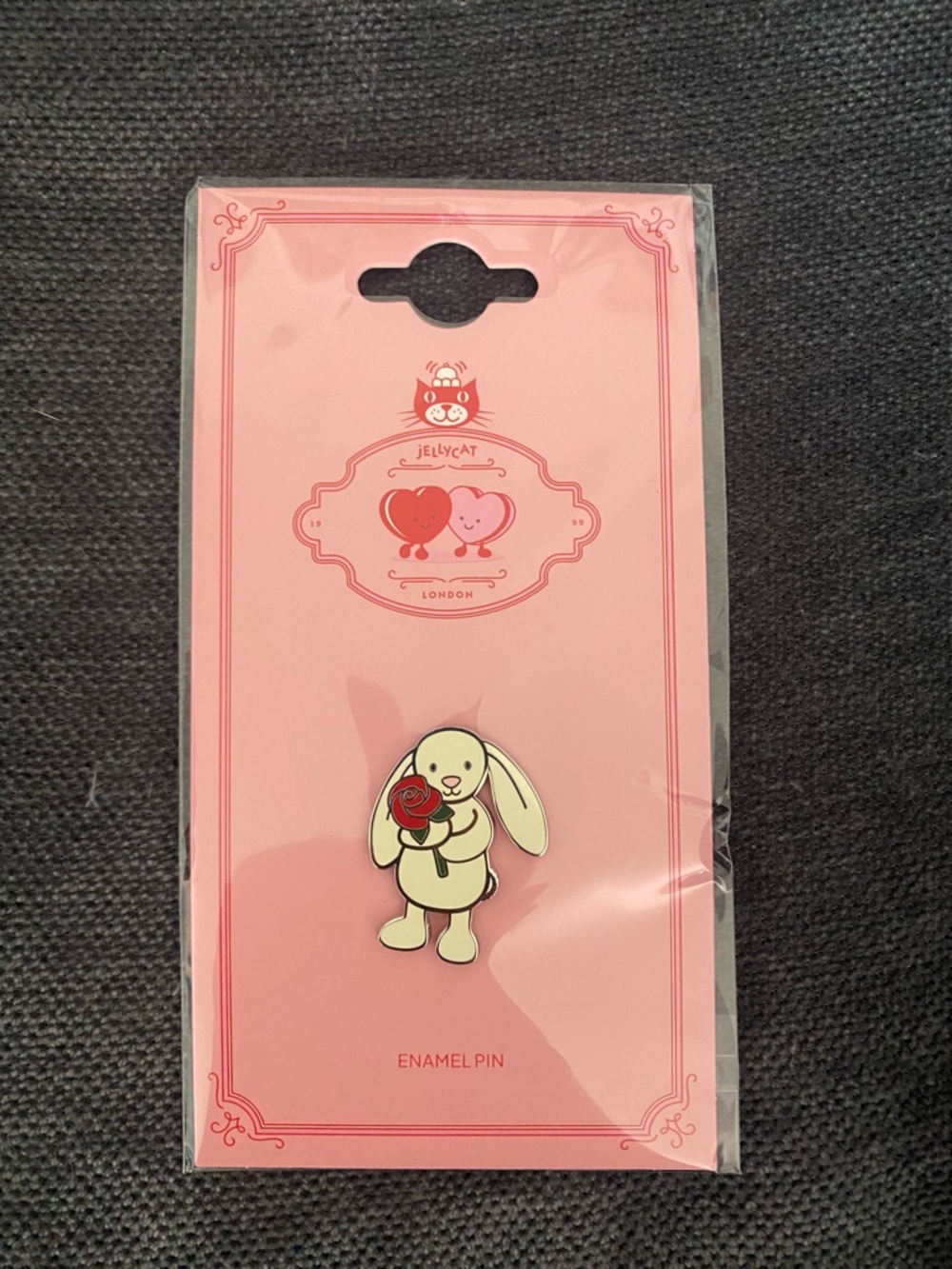 Jellycat Cream Bunny with Rose Enamel Pin